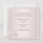 Elegant Wedding Cream Pink Lace Bow Roos Kaart (Achterkant)