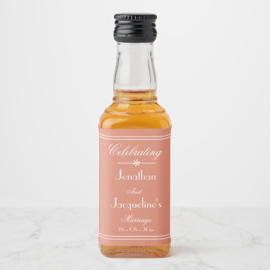 Elegant Wedding Custom Names Terracotta Cute Mini Likeurfles Etiket (Voorkant)