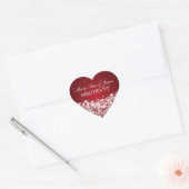 Elegant Wedding Date Star Sparkle Red Hart Sticker (Envelop)