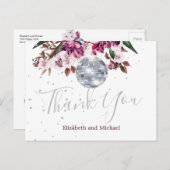 Elegant Wedding Disco Silver Dank u Briefkaart (Voorkant / Achterkant)