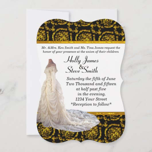 Elegant Wedding Dress Wedding Invitations Kaart (Voorkant)