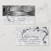 Elegant Wedding Event Planner Floral Leaf Silver Visitekaartje (Voorkant / Achterkant)