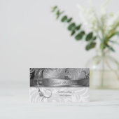 Elegant Wedding Event Planner Floral Leaf Silver Visitekaartje (Staand voorkant)