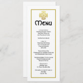 Elegant Wedding Faux Gold Celtic Cross Wedding Menu (Voorkant / Achterkant)