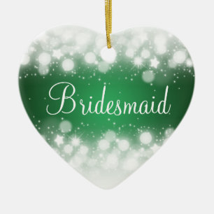 Elegant Wedding Favor Magic Sparkle Green Keramisch Ornament