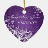 Elegant Wedding Favor Swirls Paars Keramisch Ornament (Voorkant)