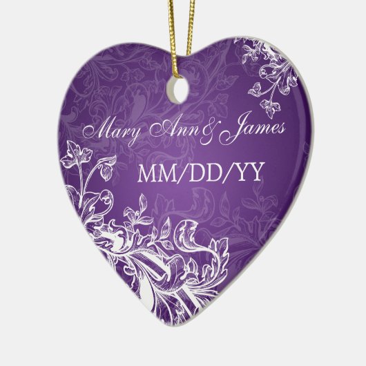 Elegant Wedding Favor Swirls Paars Keramisch Ornament (Links)