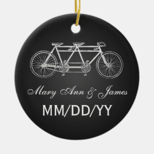Elegant Wedding Favor Tandem Bike Black Keramisch Ornament