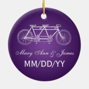 Elegant Wedding Favor Tandem Bike Paars Keramisch Ornament