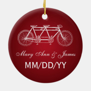 Elegant Wedding Favor Tandem Bike Red Keramisch Ornament