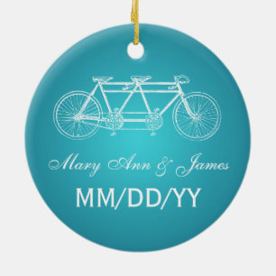 Elegant Wedding Favor Tandem Bike Turquoise Keramisch Ornament