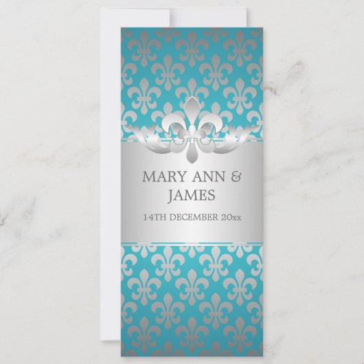 Elegant Wedding Fleur De Lis Blue Kaart (Voorkant)