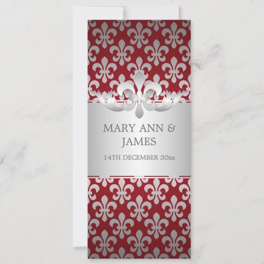 Elegant Wedding Fleur De Lis Red Kaart (Voorkant)
