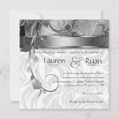 Elegant Wedding Floral Metallic Silver Kaart (Achterkant)