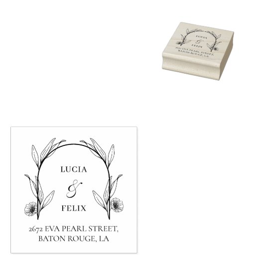 Elegant Wedding Floral Return Address Rubberstempel (Gestempeld)
