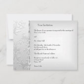 Elegant Wedding Floral Silver White Bow Hearts Kaart (Achterkant)