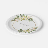Elegant Wedding Floral Waterverf Gold White Party Papieren Bordje (Gekanteld)