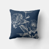 Elegant Wedding for Simple Floral Silver Navy Kussen (Achterkant)