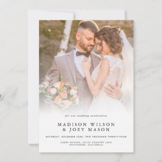 Elegant Wedding Foto zwart script Kaart