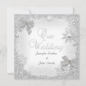 Elegant Wedding Glitter Silver White Bow Kaart (Voorkant)
