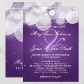 Elegant Wedding Glow & Sparkle Paars Kaart (Voorkant / Achterkant)