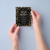 Elegant Wedding Gold Glitter Confetti Black Flyer (Hand)