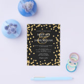 Elegant Wedding Gold Glitter Confetti Black Flyer (Enkel)