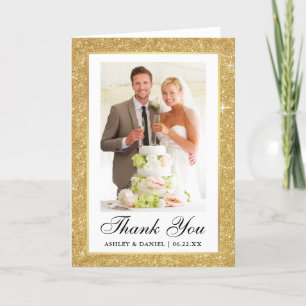 Elegant Wedding Gold Glitter Lijst Foto Fold Bedankkaart