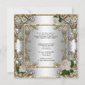 Elegant Wedding Gold Roos Silver White Kaart (Achterkant)