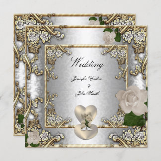 Elegant Wedding Gold Roos Silver White Kaart