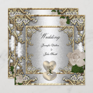 Elegant Wedding Gold Roos Silver White Kaart