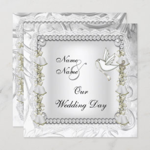 Elegant Wedding Gold White Dove Kaart