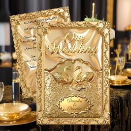 Elegant Wedding Golden Swans Rings Gold Diamonds Kaart