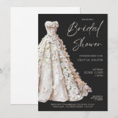 Elegant Wedding Gown Bridal Shower Invitation  (Devant / Derrière)
