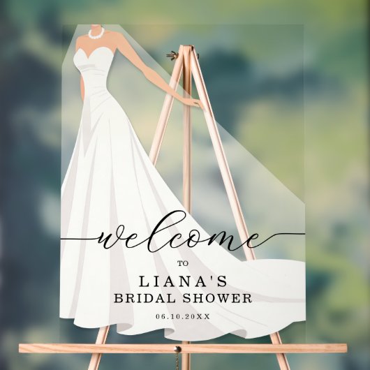 Elegant Wedding Gown Bridal Shower Welcome (Neutre)