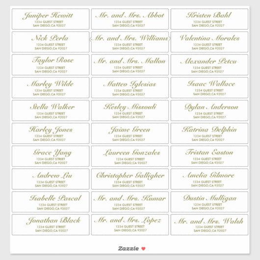 Elegant Wedding Guest Adresetiketten Sticker (Vel)