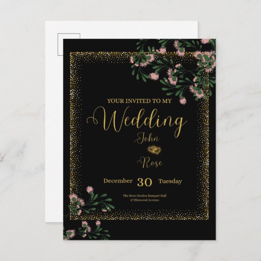 Elegant Wedding Invitation (Devant / Derrière)