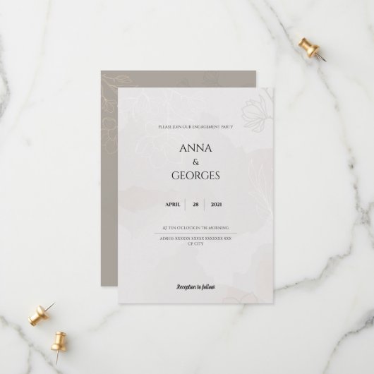 ELEGANT WEDDING INVITATION (Devant/Arrière en situation)