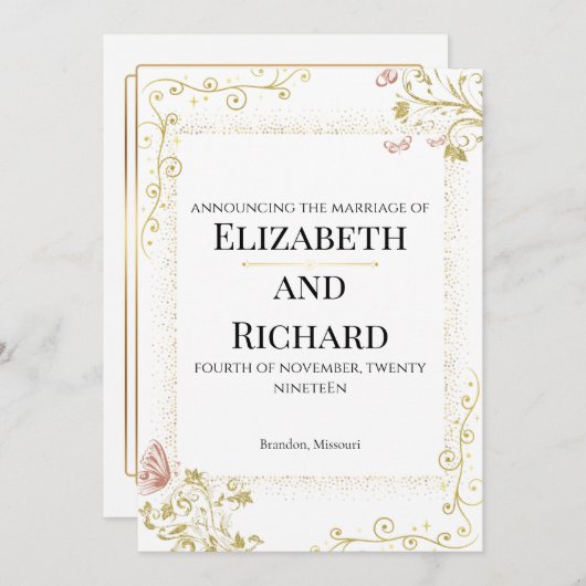 Elegant Wedding Invitation (Devant / Derrière)