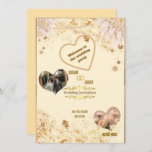 Elegant Wedding Invitation (Voorkant / Achterkant)