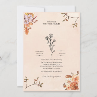 Elegant wedding invitation adorned with roses kaart