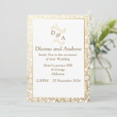Elegant Wedding Invitation, bruine bladeren Kaart (Staand voorkant)