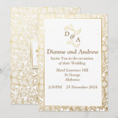 Elegant Wedding Invitation, bruine bladeren Kaart (Voorkant / Achterkant)