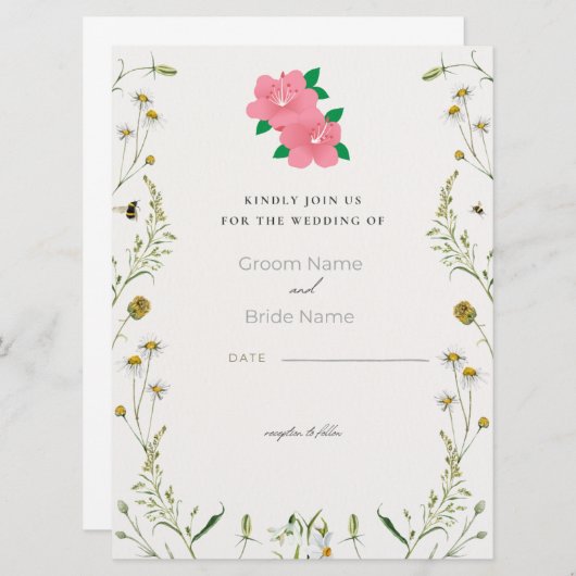 Elegant Wedding Invitation card (Devant / Derrière)