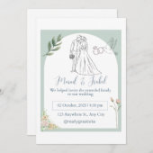 Elegant Wedding Invitation Card (Voorkant / Achterkant)