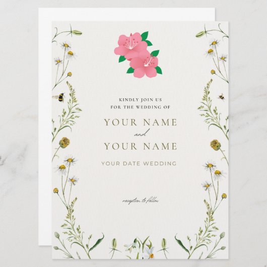 Elegant Wedding Invitation card (Devant / Derrière)