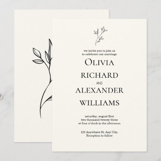 Elegant Wedding Invitation Card Kaart (Voorkant / Achterkant)