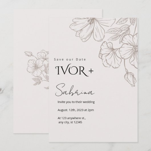 Elegant Wedding Invitation Card TemplateInvitation (Devant / Derrière)