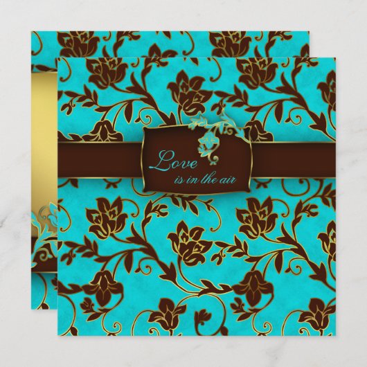 Elegant Wedding Invitation Gold Floral BB 2 Kaart (Voorkant / Achterkant)