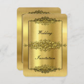 Elegant Wedding Invitation, Gold Kaart (Voorkant / Achterkant)